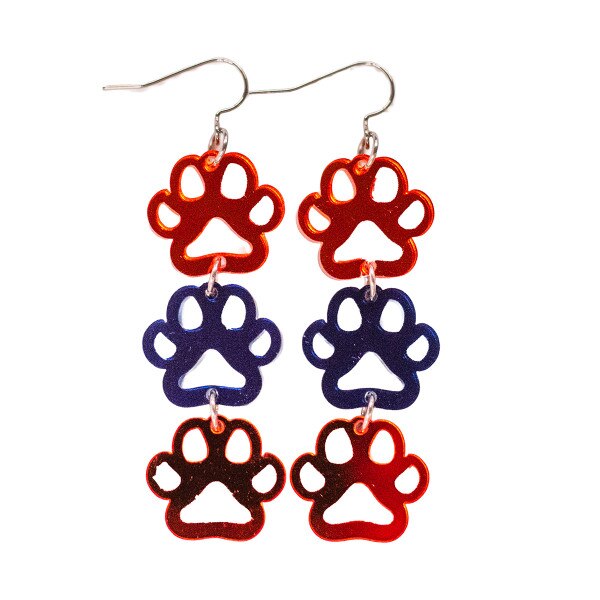 navy and orange tiger paw earrings
